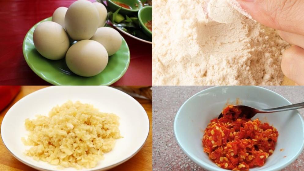Nguyên liệu làm món vịt lộn chiên nước mắm